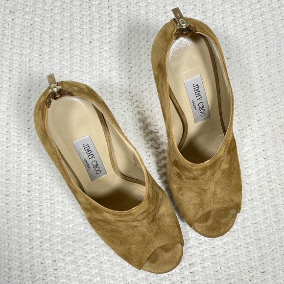 Jimmy Choo Glint Bootie 8 Suede Peep Toe - Picture 6 of 7